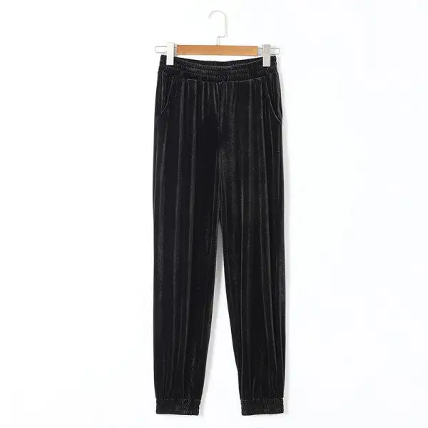Solid Velvet Jogger Pants