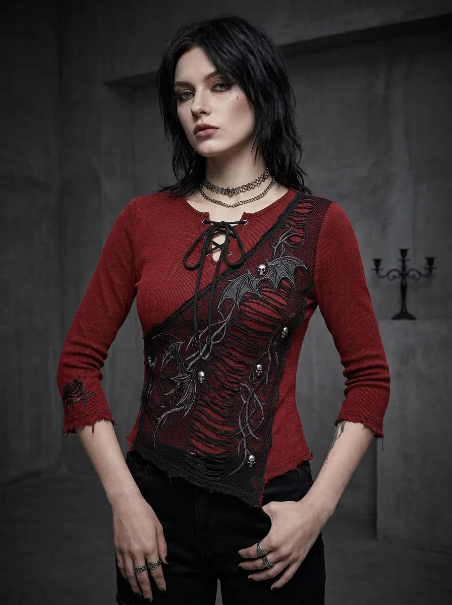 Victorian-Inspired Skull Bat Wing Gothic Edit Women's Gothic T-Shirt