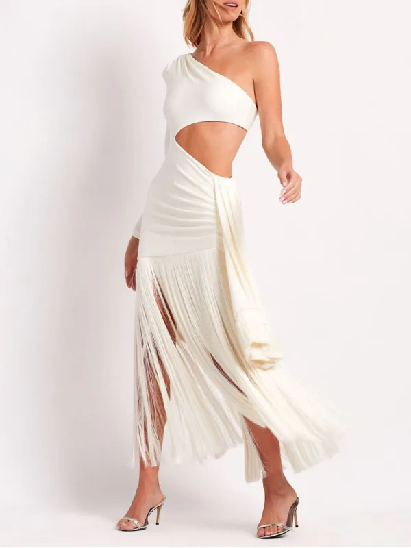 Cutout Fringe Maxi Dress