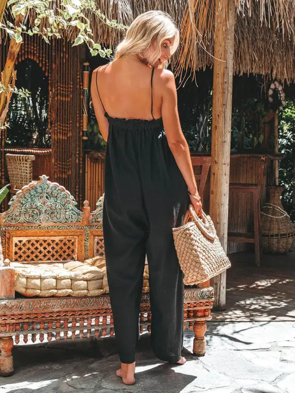 Loose High Waisted Wide Leg Spaghetti Accessory