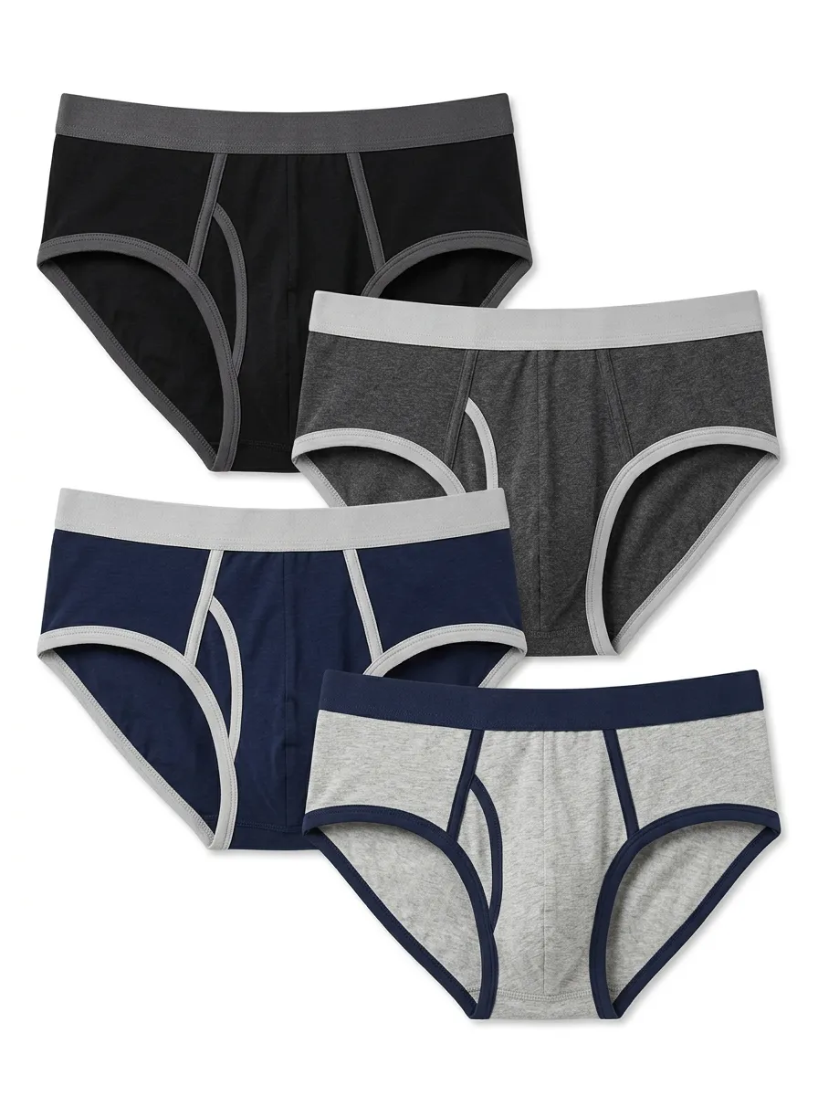 Men's 4-Pack Contrast-Trim Mid-Rise Briefs
