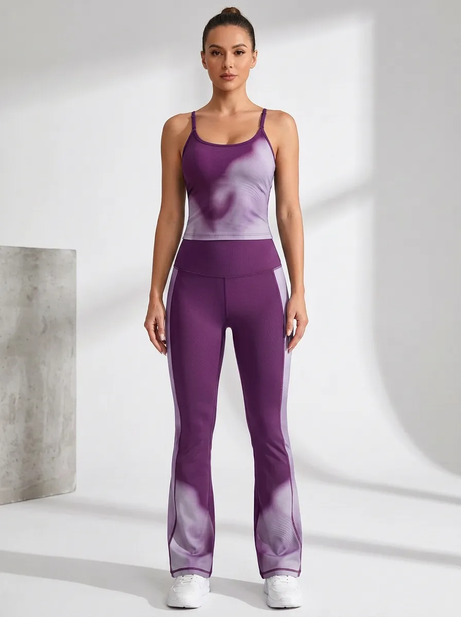 Tie Dye Paneled Flare Active Set