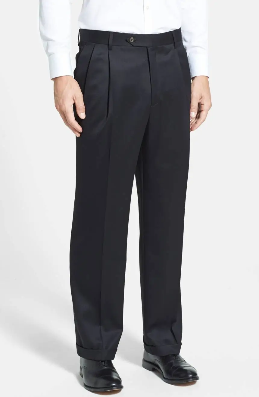 Versatile Gabardine Tropical Weave Flat Front Pleated Front Regular Rise Trousers