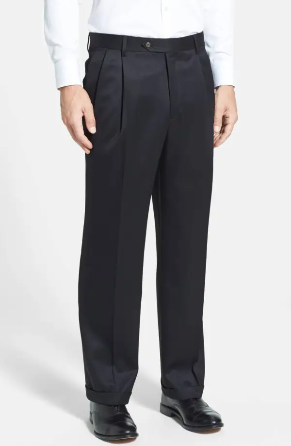 Versatile Gabardine Tropical Weave Flat Front Pleated Front Regular Rise Trousers