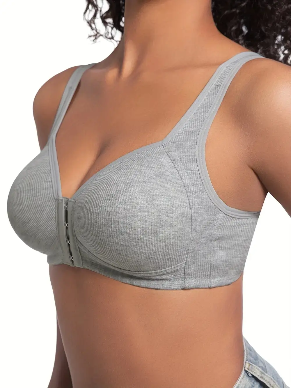 Front-Close Ribbed Bra