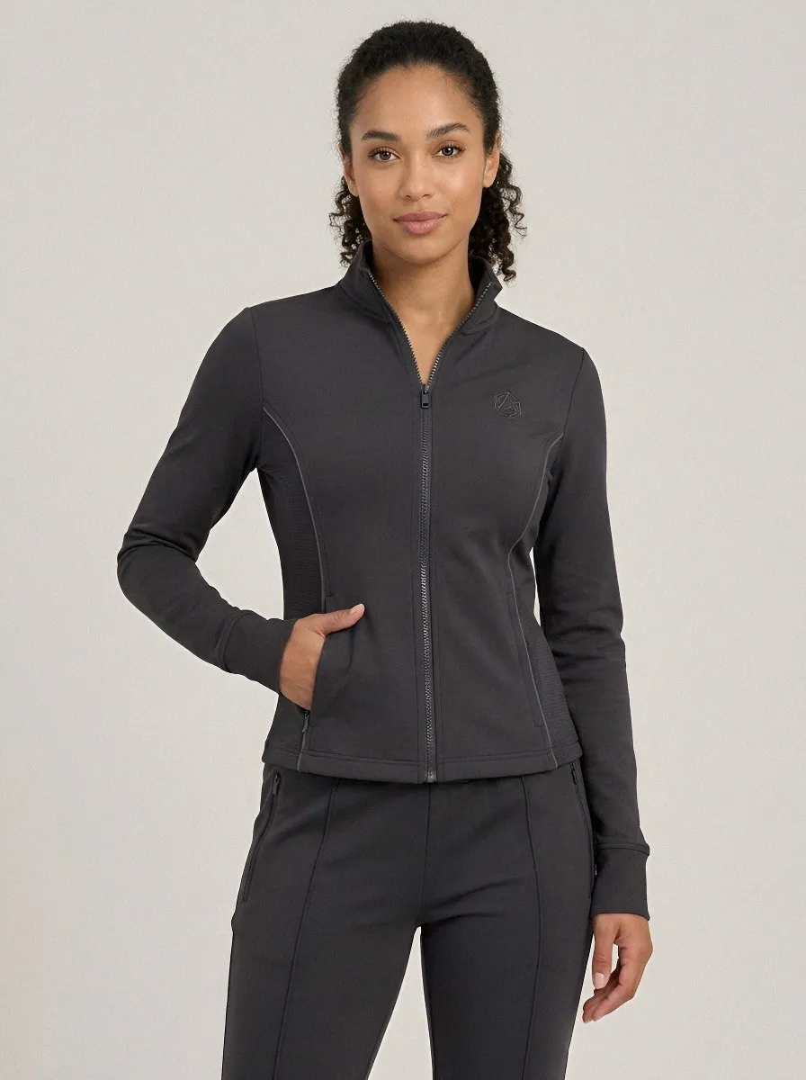 Women's Athletic Fitness Navy Blue Zip-up Tracksuit Set