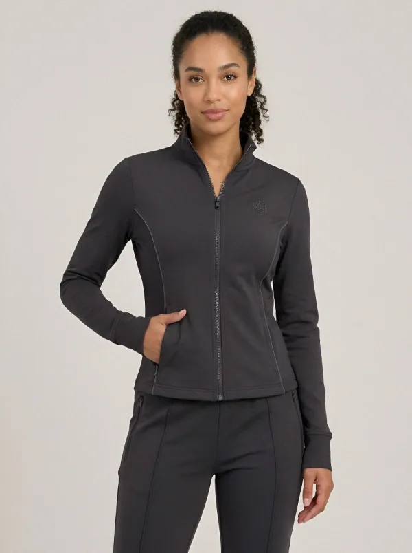 Women's Athletic Fitness Navy Blue Zip-up Tracksuit Set