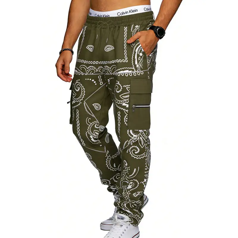 Men's Cargo Jogging Pants Waistband Pockets Cargo Pants