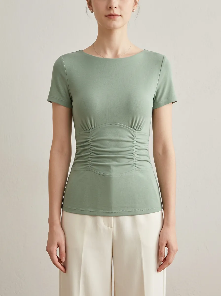 Waist-Ruched Ruched Slim-Fit T-Shirt