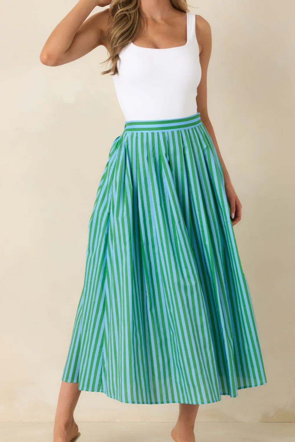 Classic Striped Cotton Maxi Skirt