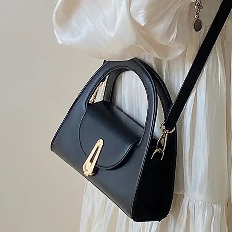 Structured Commuter Lock Detail Crossbody Bag