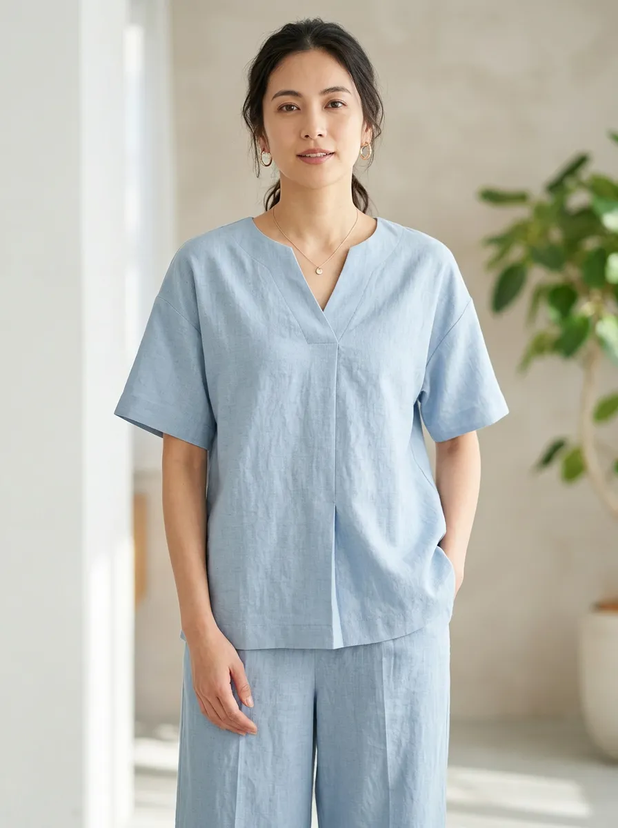 Trimmed Women's V-Neck Casual Lounge Set