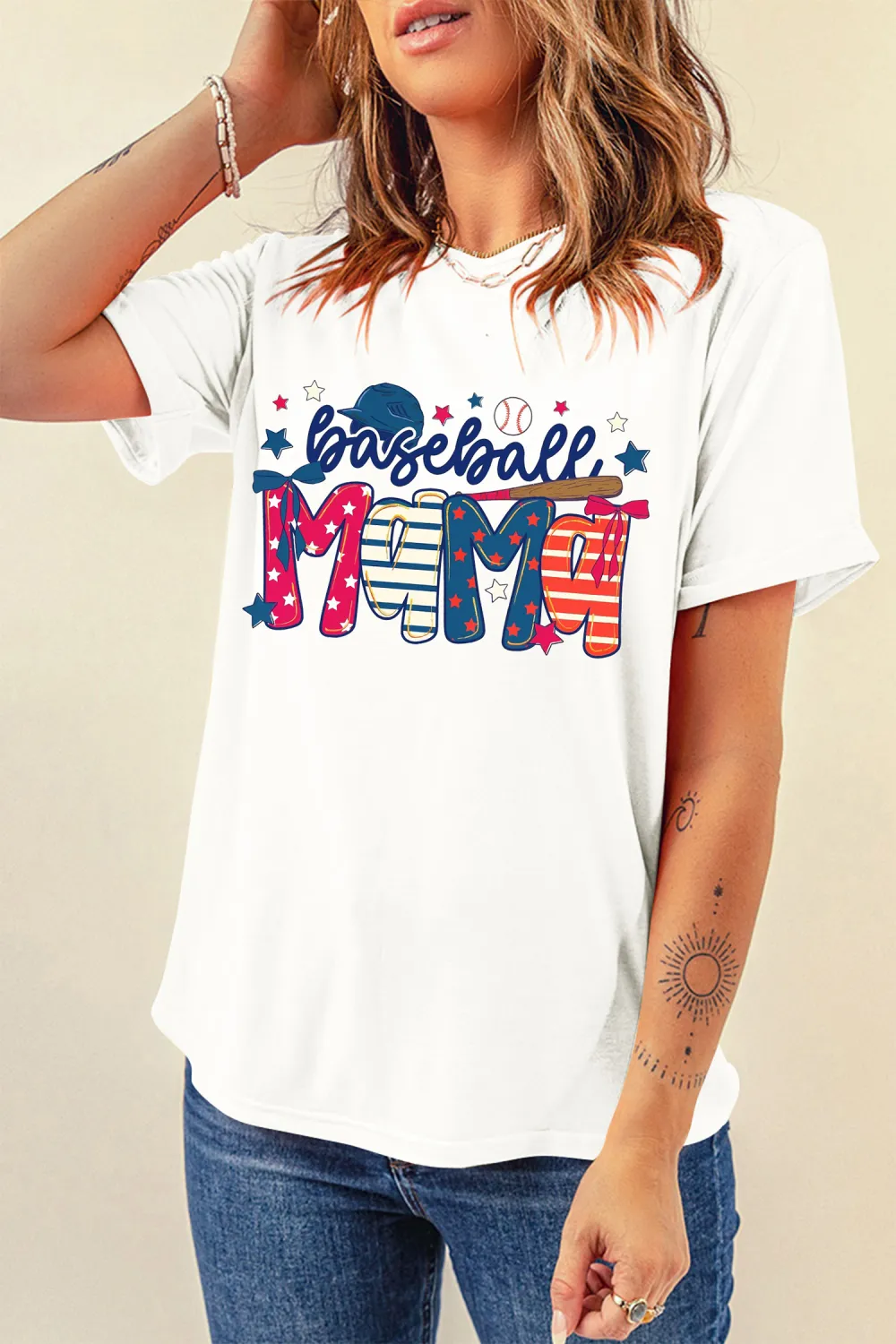 White Baseball Mama Game Day Tee