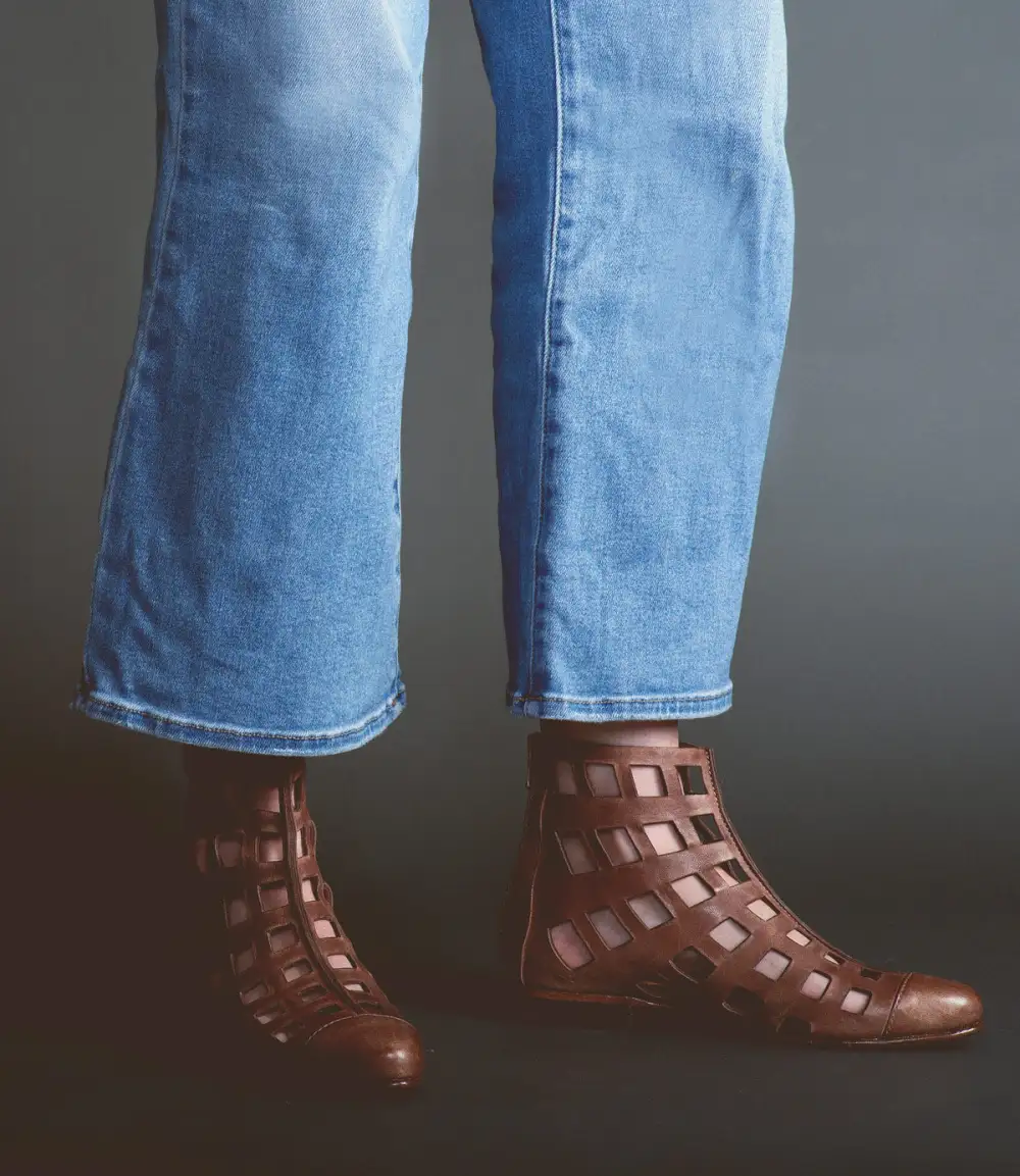 Cap-Toe Back-Zip Ankle Boots