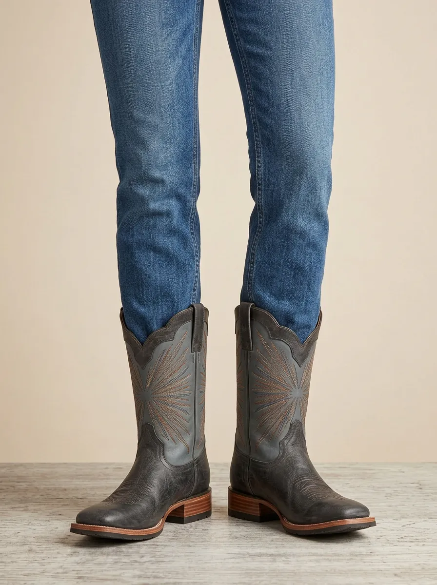 Men's Western Starburst Embroidered Cowboy Boots