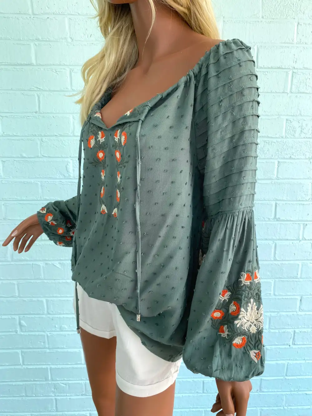 Textured Crochet Detail Blouse