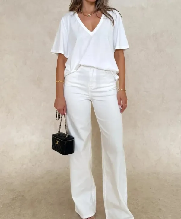 White V-Neck Tee