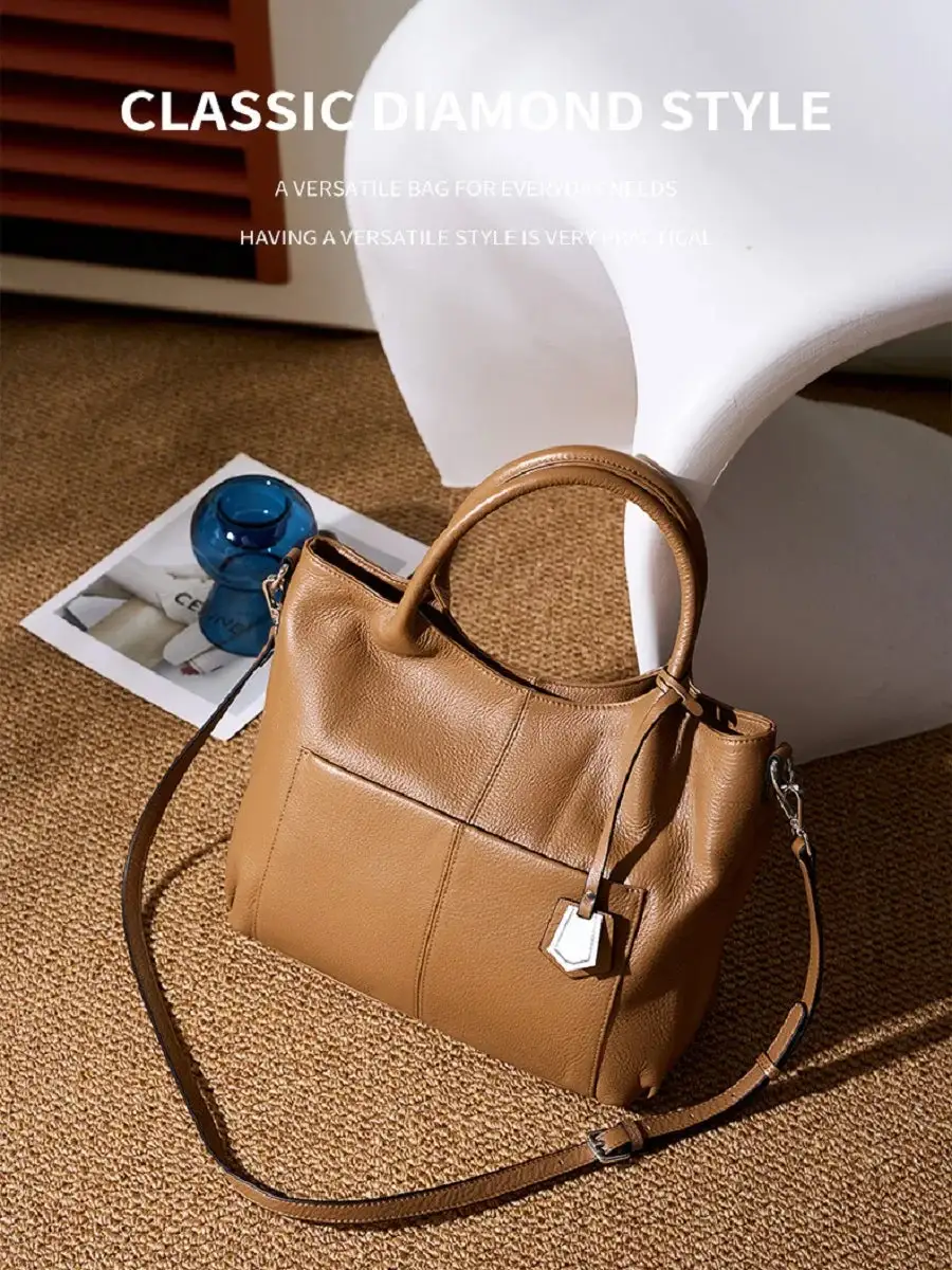 Structured Genuine Leather Satchel Bag Elegant