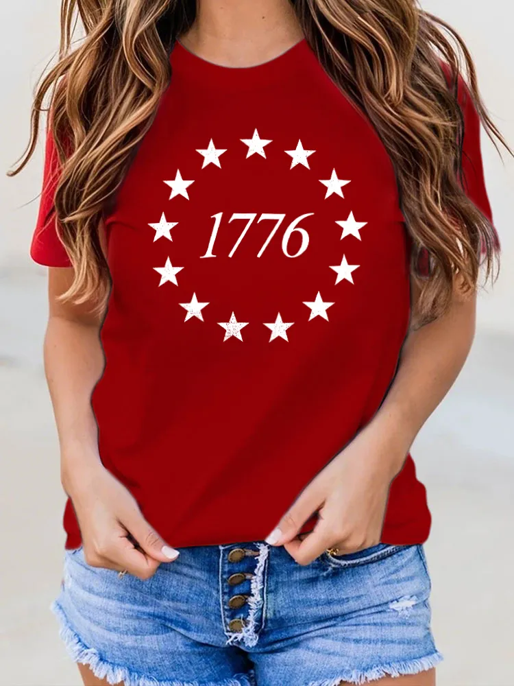 1776 Printed Round-Neck Short-Sleeved T-Shirts