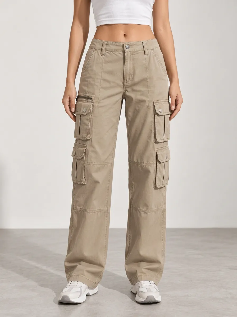 Women's Cargo Multi-Pocket Soft Utility Straight Leg Pants