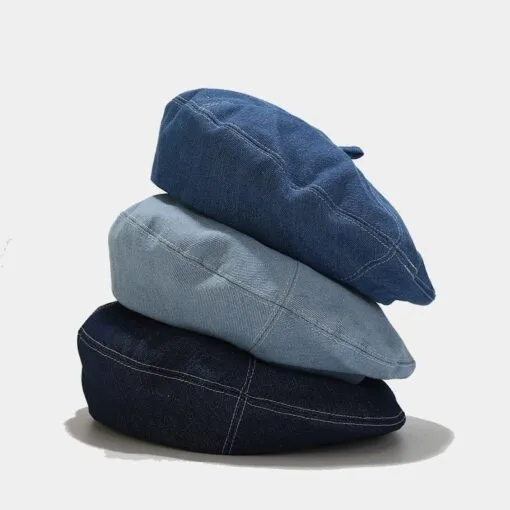 Practical Denim Round Beret Hat