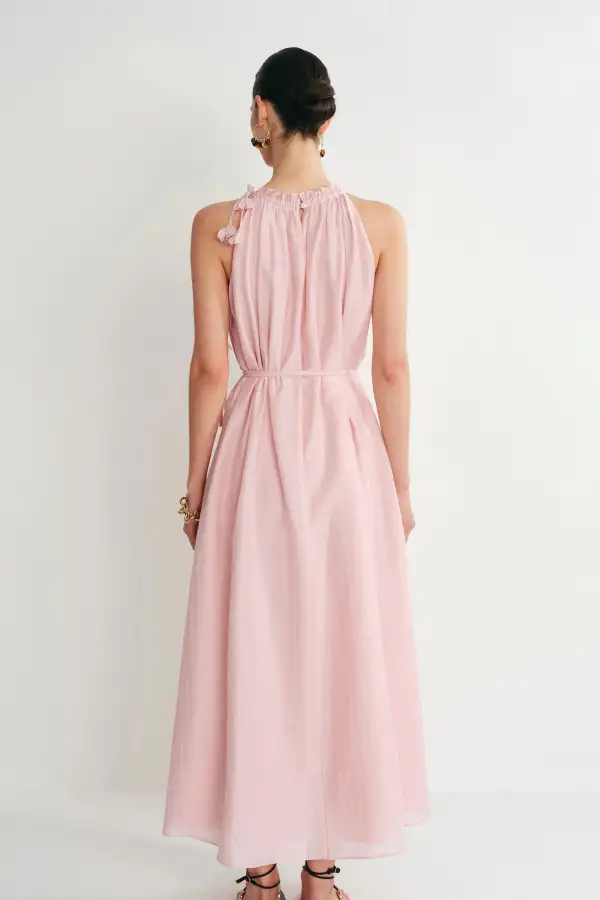 Sleeveless Floral Linen Blend Maxi Dress