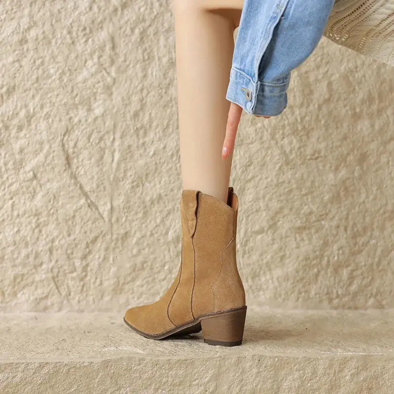 Suede Cowboy Warm-Lined Knee-High Boots