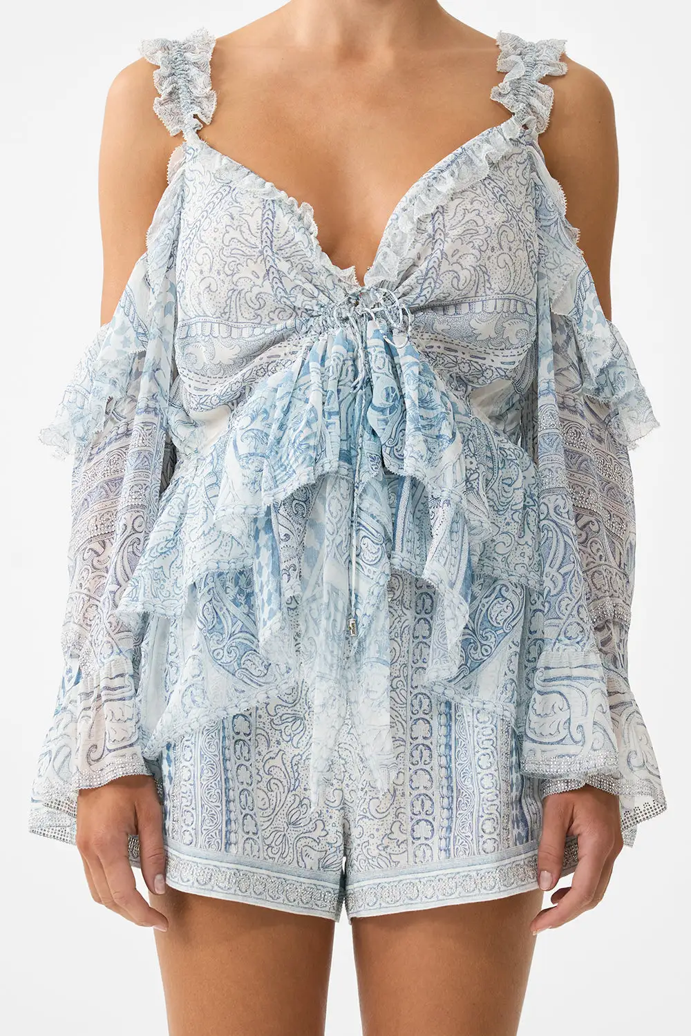 Cold Shoulder Ruffle Top