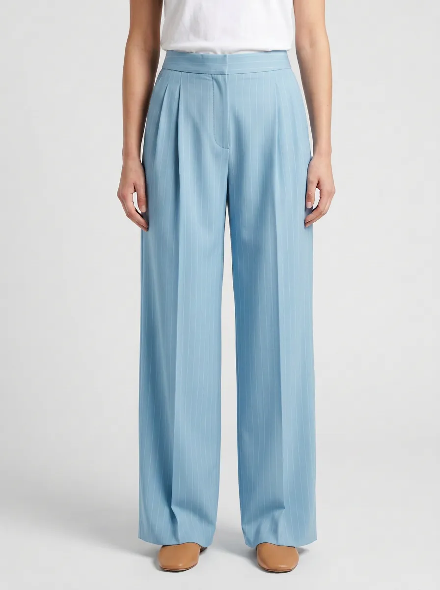 Simple Pinstripe High Rise Wide Leg Pants