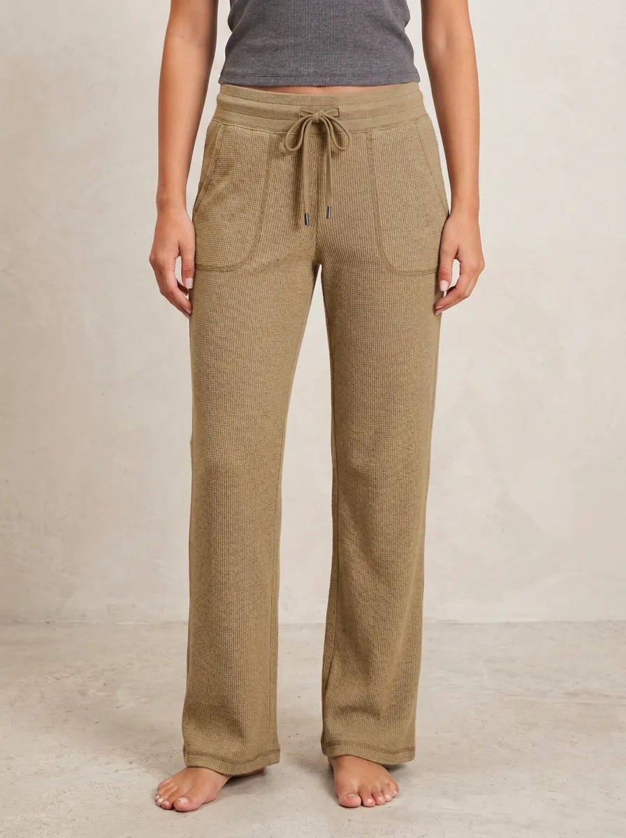 Women's Casual Lounge Waffle Knit Drawstring Pants