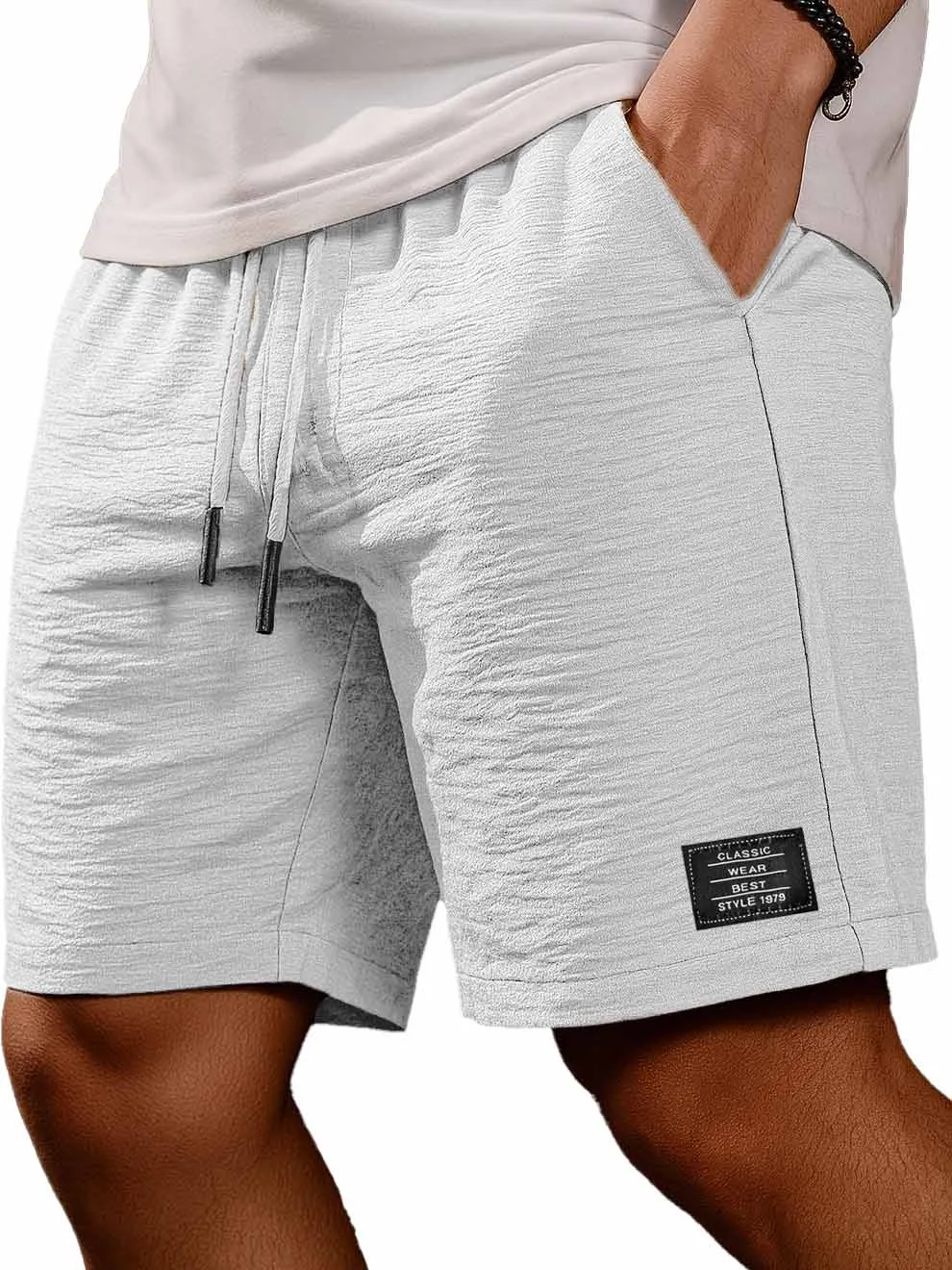 Linen Blend Pleated Shorts