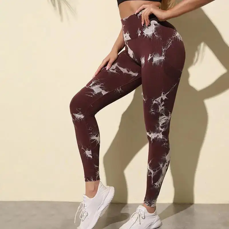 Seamless Fitness Gym Leggings Tie Dye Yoga Pants Tights High Waist