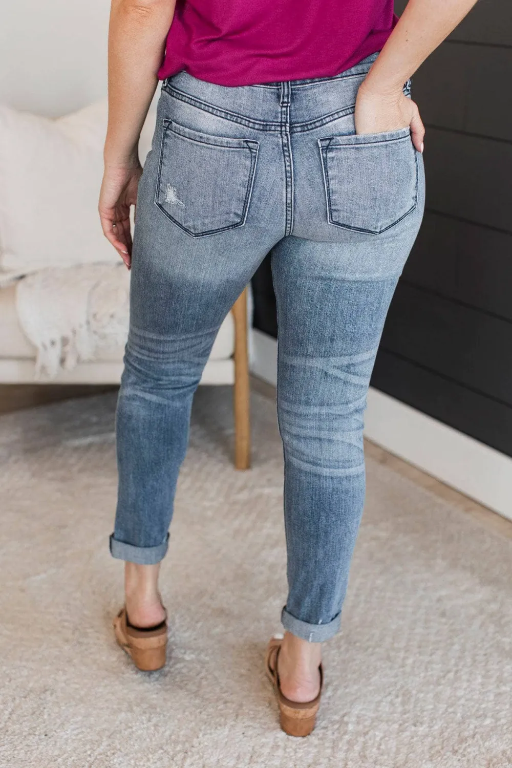 High-Rise Skinny Distressed Jeans