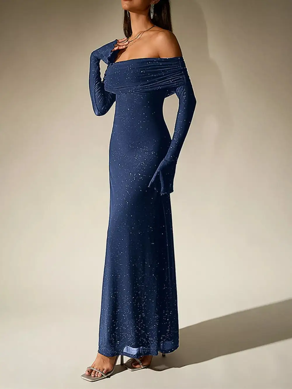 Relaxed Shape Glitter Maxi Dress