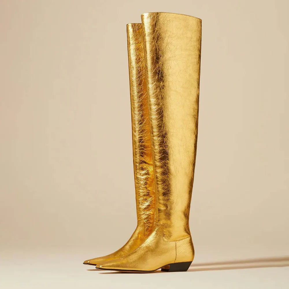 Zip-Up Square-Toe Chunky-Heel Platform Over-the-Knee Boots