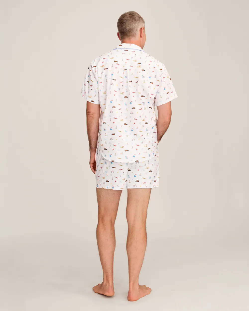 Nostalgia Print Twill Pajama Short Set