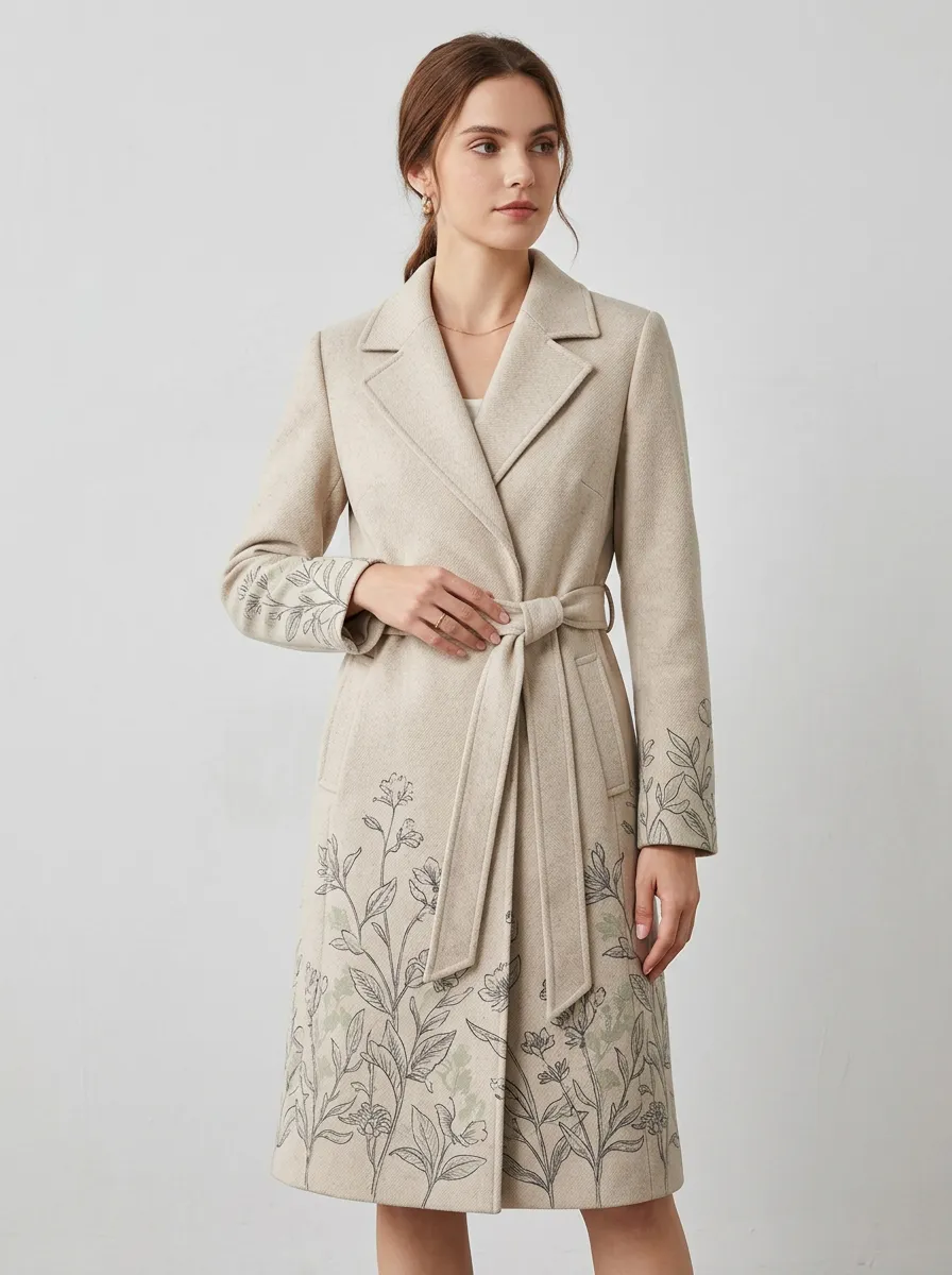 Women's Botanical Floral Pattern Coat