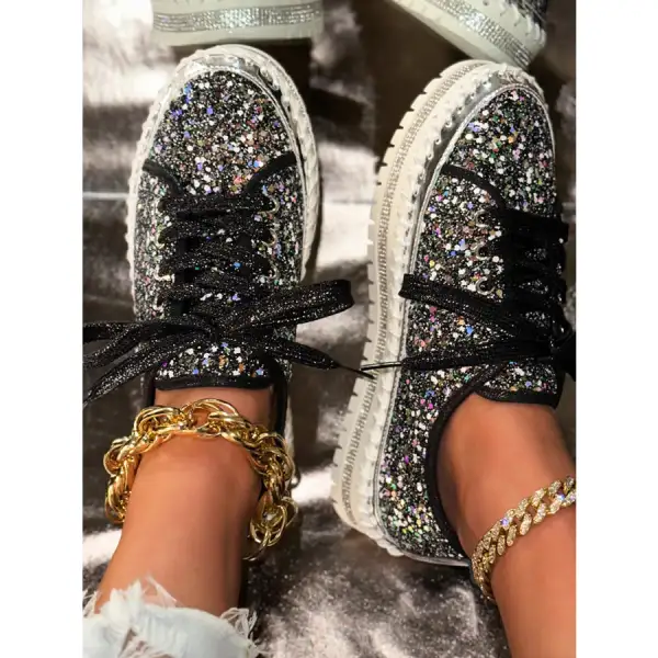 Classic Lace Up Round Toe Platform Sneakers Shoes