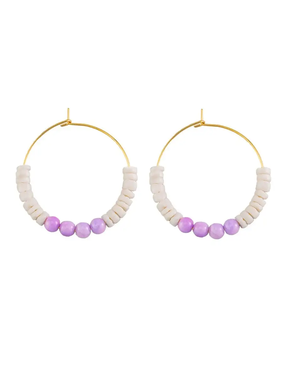Detailed Beaded Hoops