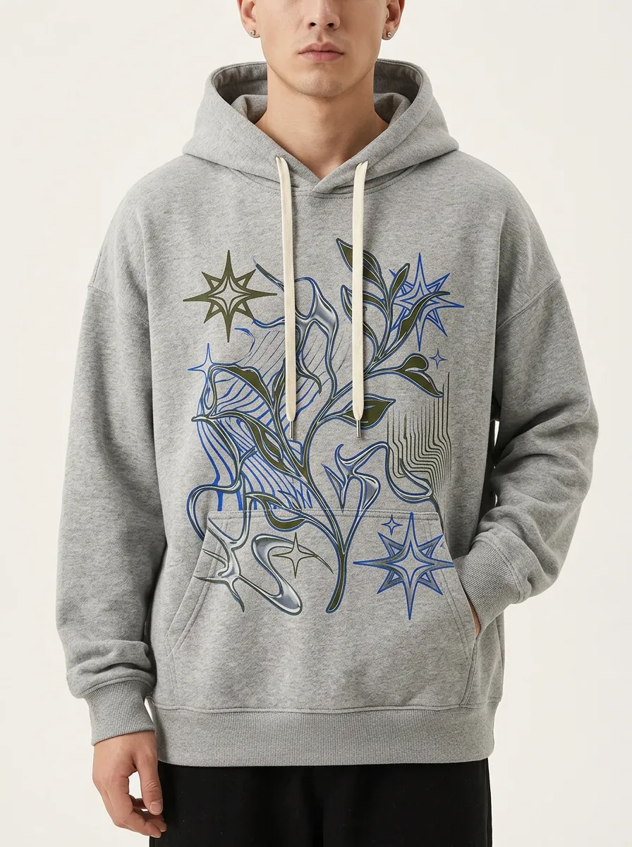 Unisex Y2K Star Floral Hoodie