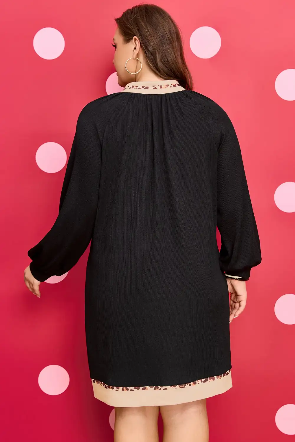 Clean Line Animal Print Patchwork Ribbed Dress