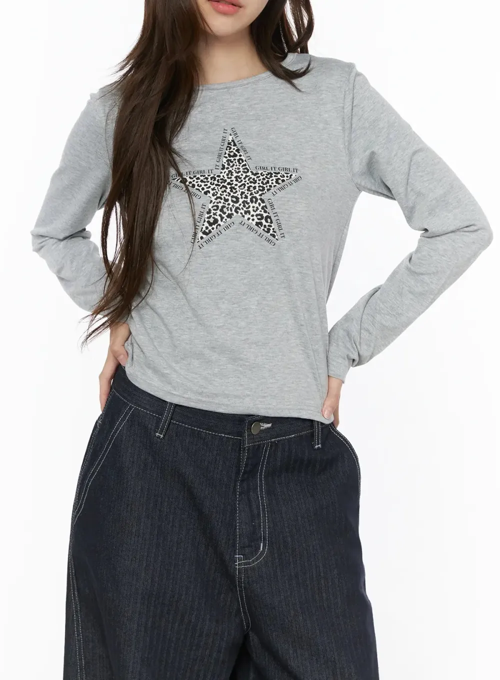 Embroidered Star Long Sleeve Top