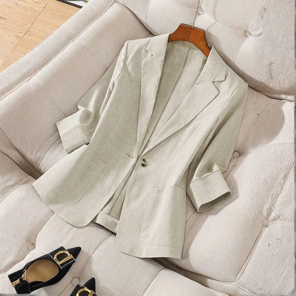 Classy Button Front Long Sleeve Office Blazer Coat