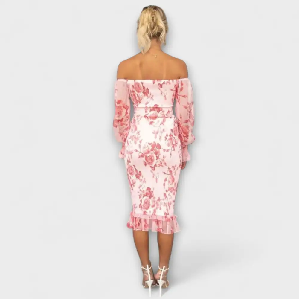Floral Printed Ruffle Midi Dress