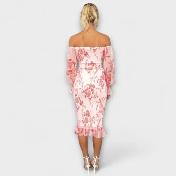 Floral Printed Ruffle Midi Dress