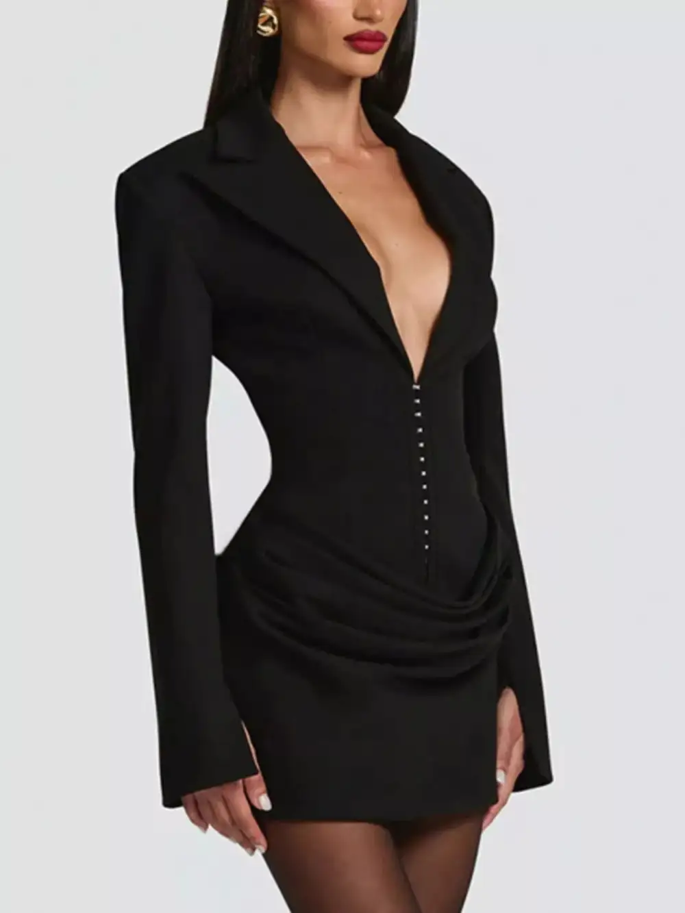 Full Size Blazer- Sleeve Mini Dress Plus Size