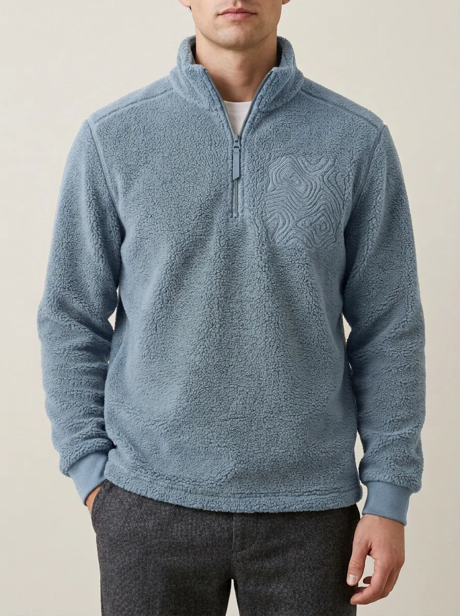 Outdoor-Inspired Half-Zip Fleece Topographic Men's Half-Zip Sweatshirt