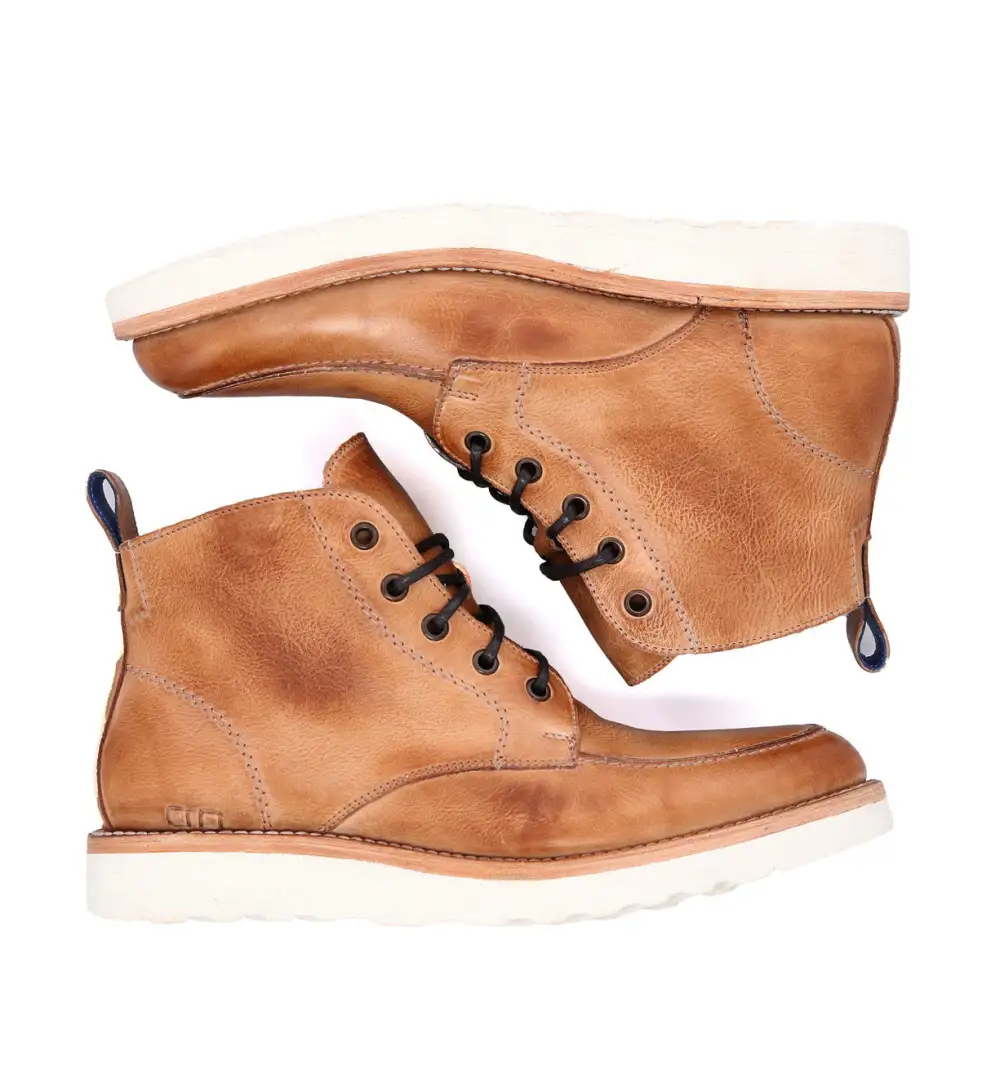 Apron-Toe Lace-Up Distressed Work Boots
