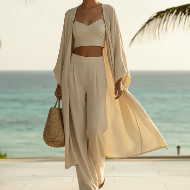 Refined Wide-Leg Long-Sleeve Women's Matching Set