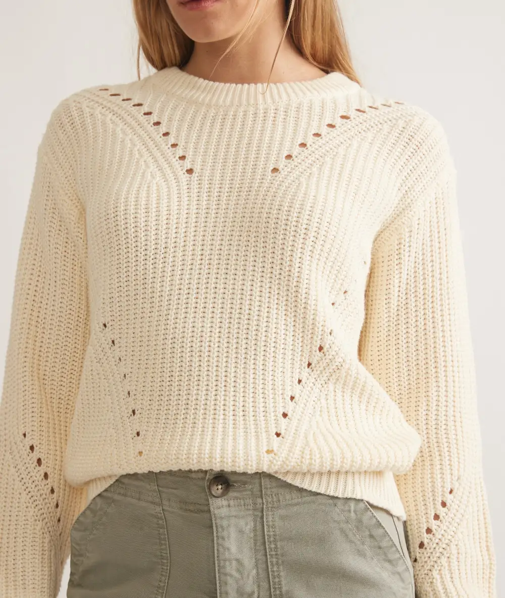 Long Sleeve Openwork Knit Sweater
